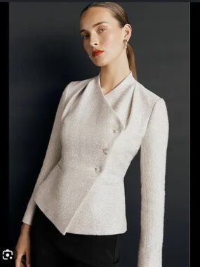 The Fold London Fernsbury Jacket Winter White Signature Tweed